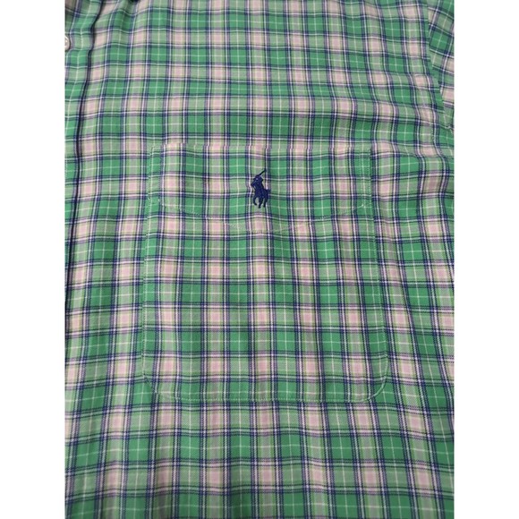 Ralph Lauren Mens Soft Shirt M Blake Button Down Green Plaid Pony 100% Cotton - Picture 5 of 9